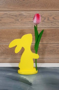 Фігурка декоративна "Зайка з тюльпаном", жовтий, 18 см