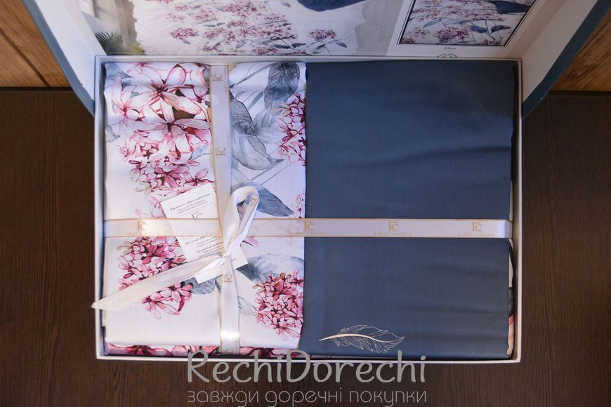 Постільна білизна First Choice 3D Satin 200×220 Luanda Blue, Євро 200x220