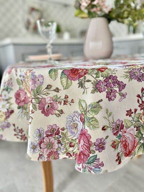 Овальная скатерть гобеленовая "SUMMER GARDEN" RechiDoRechi EDEN1175-180V фото