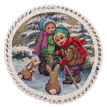 Салфетка-подкладка гобеленовая новогодняя"Звонкая коляда" (без люрекса), Ø10, Круглая
