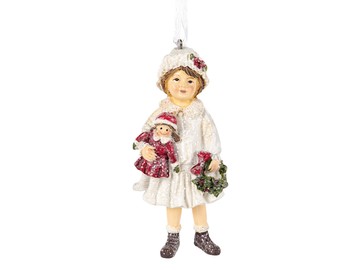 Фігурка декоративна "Дівчинка з лялькою" на ялинку 10,5 см