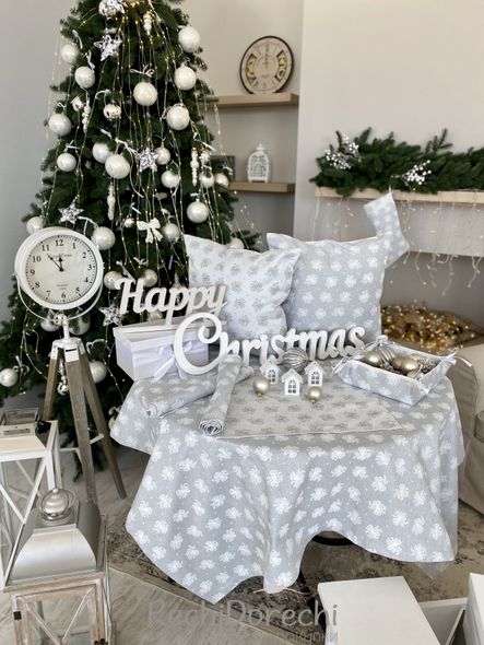 Наволочка новорічна жакардова двостороння "Різдвяний дзвоник" (срібний люрекс), 45x45