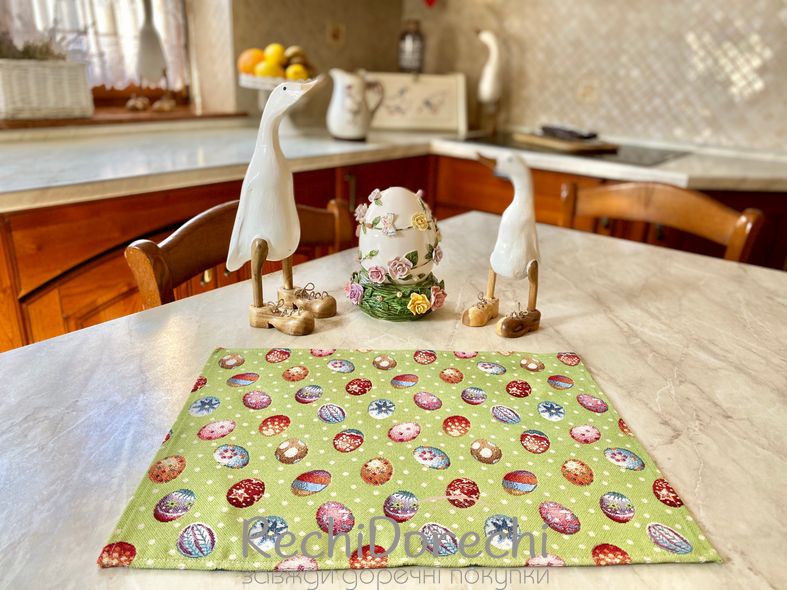 Пасхальная Салфетка-подкладка под тарелку гобеленовая "Easter eggs", 34x44, Прямоугольная