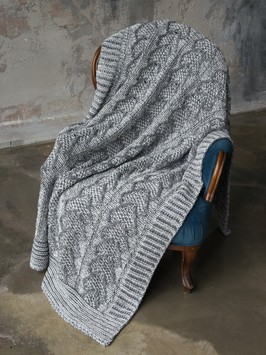 В'язаний Плед 130x170 BETIRES HEART GREY-ECRU (50% вовна, 50% акрил), 130x170