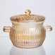 Кастрюля стеклянная термостойкая 2 л с крышкой рельефная коричневая посуда для готовки варки блюд кухонная HP-34-64 RechiDoRechi HP-34-64 фото 1