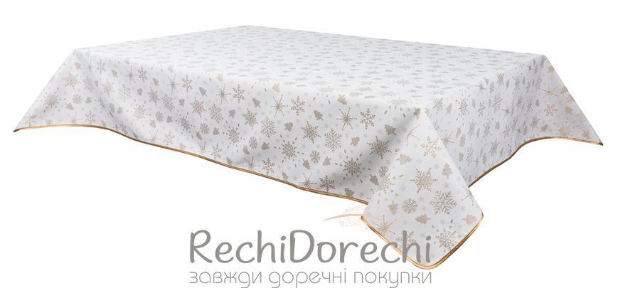Скатерть новогодняя водоотталкивающая "Золотий візерунок" (золотий люрекс) RechiDoRechi FGT02-EDEN010-180 фото