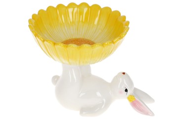 Фруктівниця керамічна «Кролики з квіткою», 20см, колір - жовтий