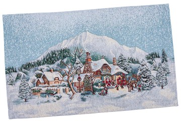 Новогодняя салфетка-подкладка «Снежный уют» (Серебряный люрекс), 33x53, Прямоугольная