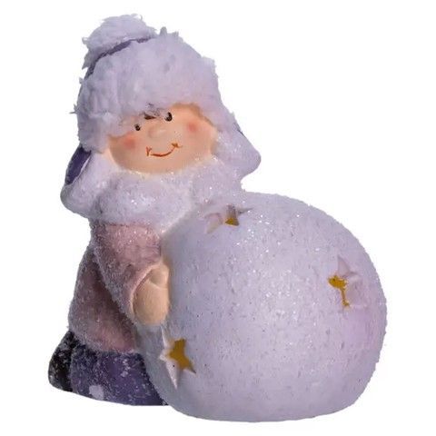 Новогодняя фигурка с подсветкой Девочка со снежным шаром из фарфора 11&times;7&times;12 (см) новогодний декор для дома, квартиры в подарок CR-5-10 RechiDoRechi CR-5-10 фото
