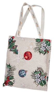 Новогодняя сумка для покупок «Рождественские украшения» (Серебряный люрекс), 35x40