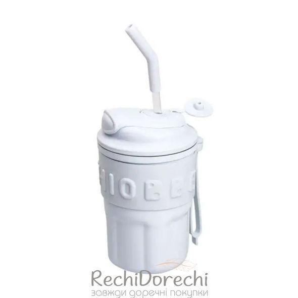 Термочашка Chiobbe з трубочкою та ремінцем 450 мл блакитна RechiDoRechi HP-14-18BL фото