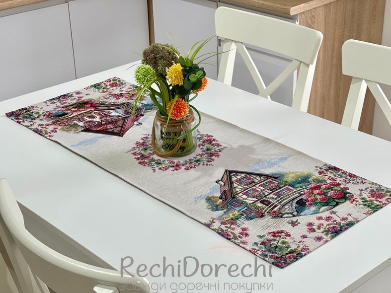 Доріжка гобеленова Квіткове містечко RechiDoRechi RUNNER1408NA-37 фото