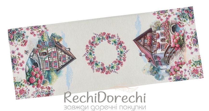Доріжка гобеленова Квіткове містечко RechiDoRechi RUNNER1408NA-37 фото