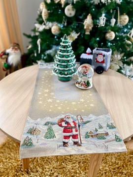 Доріжка на стіл новорічна гобеленова "Зоряне сяйво", 37x100, Прямокутна
