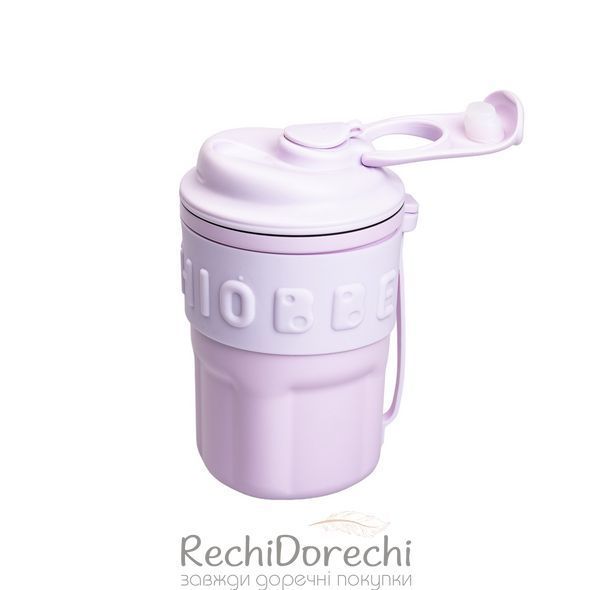 Термочашка Chiobbe з трубочкою та ремінцем 450 мл бузкова RechiDoRechi HP-14-18V фото