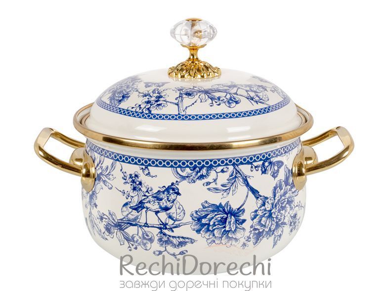 КаструлЯ ЕМАЛЬОВАНА "BUTTERFLY" ELMANI З КРИШКОЮ 2,1Л 16СМ RechiDoRechi 763-027 фото