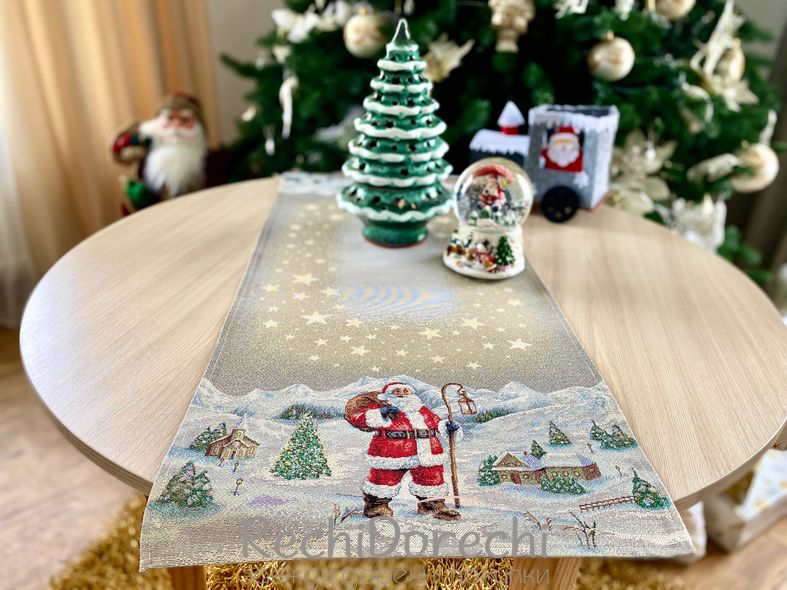 Доріжка на стіл новорічна гобеленова "Зоряне сяйво", 37x100, Прямокутна