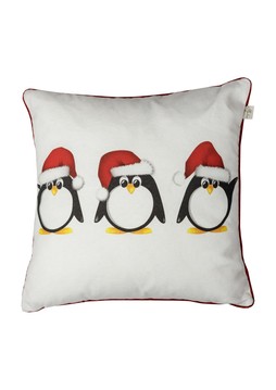 Наволочка новорічна декоративна 45х45см Три пінгвини