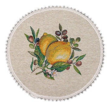 Серветка-підкладка гобеленова "Лимонний візерунок", Ø20, Кругла