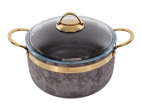 Кастрюля Brioni антипригарная "Royal Stone Sandstone gold" 24 см, 5 л., 3,5 мм толщ. RechiDoRechi 764-040 фото