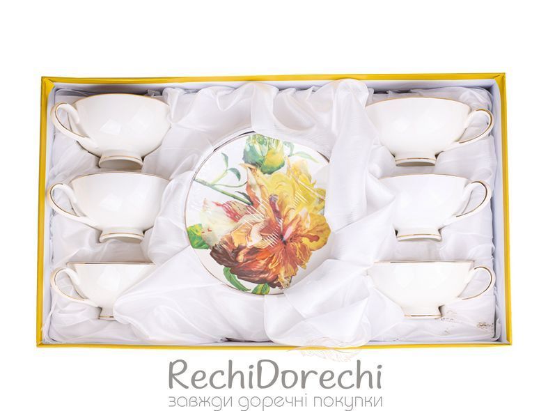 Чайний набір 12 предметів 200мл Золота півонія RechiDoRechi 975-087 фото