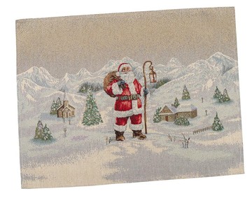 Салфетка-подкладка новогодняя гобеленовая "Звездное сияние" (золотой люрекс), 37x49, Прямоугольная