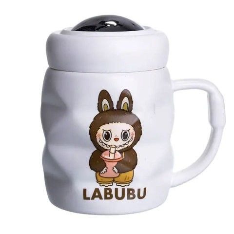 Чашка фарфоровая с крышкой Labubu 400 (мл) Белый с темно-коричневым FM-54C RechiDoRechi FM-54C фото
