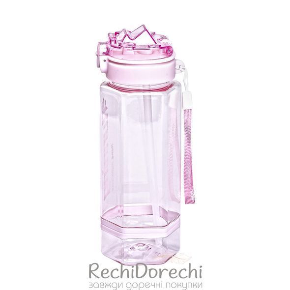 Пляшка для води 760 мл з трубочкою та наліпками рожева RechiDoRechi HP-14-48P фото