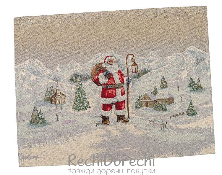 Серветка-підкладка новорічна гобеленова "Зоряне сяйво" (золотий люрекс), 37x49, Прямокутна