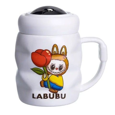Чашка фарфоровая с крышкой Labubu 400 (мл) Белый с желтым FM-54D RechiDoRechi FM-54D фото