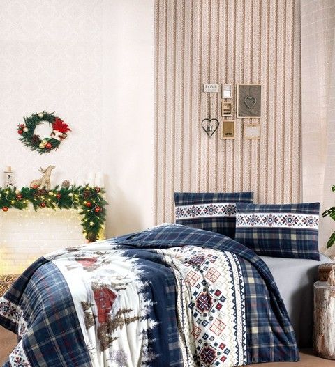 Комплект постільної білизни First Choice Flanel Nature Navy Blue RechiDoRechi 40100 фото