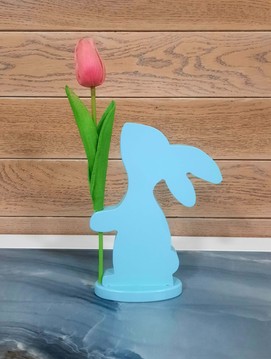 Фігурка декоративна "Зайка з тюльпаном", м'ятний, 18 см