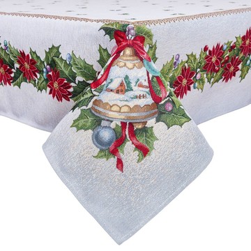 Скатерть новогодняя гобеленовая "Рождественская звезда" (без люрекса), 137x280, Прямоугольная