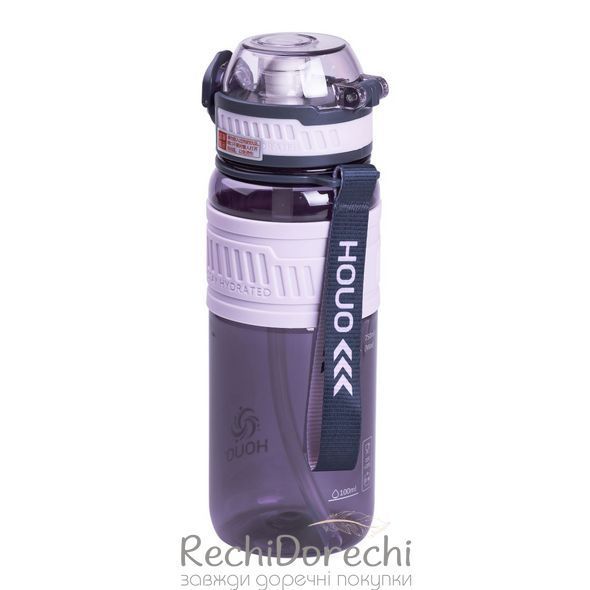 Бутылка для воды с трубочкой и ремешком 750 мл спортивная бутылка 23.5 см Фиолетовая RechiDoRechi HP-14-34V фото