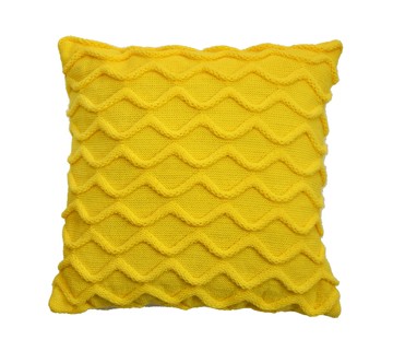 Подушка в'язана декоративна Хвилі жовта 33х33см