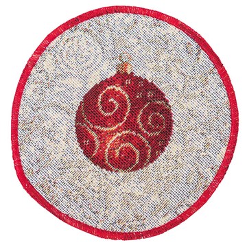 Серветка-підкладка кругла новорічна гобеленова "Морозко" (срібний люрекс), Ø10, Кругла