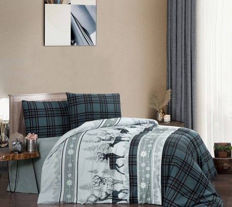 Комплект постільної білизни First Choice Flanel Happiness Green RechiDoRechi 31527 фото