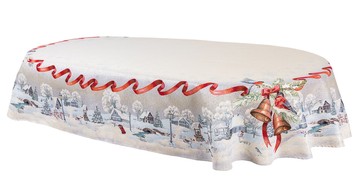 Скатерть гобеленовая новогодняя "Рождественская весть", 160x220, Овальная