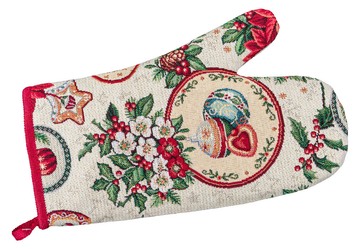 Новогодняя рукавичка-прихватка «Merry Christmas» (Золотой люрекс), 17x30