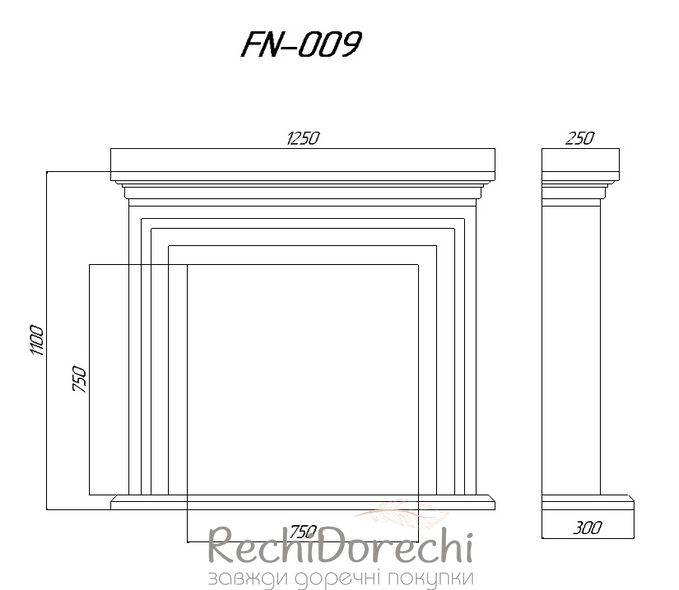 Портал каміна Болтон FN-009, 125x110x30