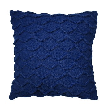 Подушка в'язана декоративна Хвилі синя 33х33см