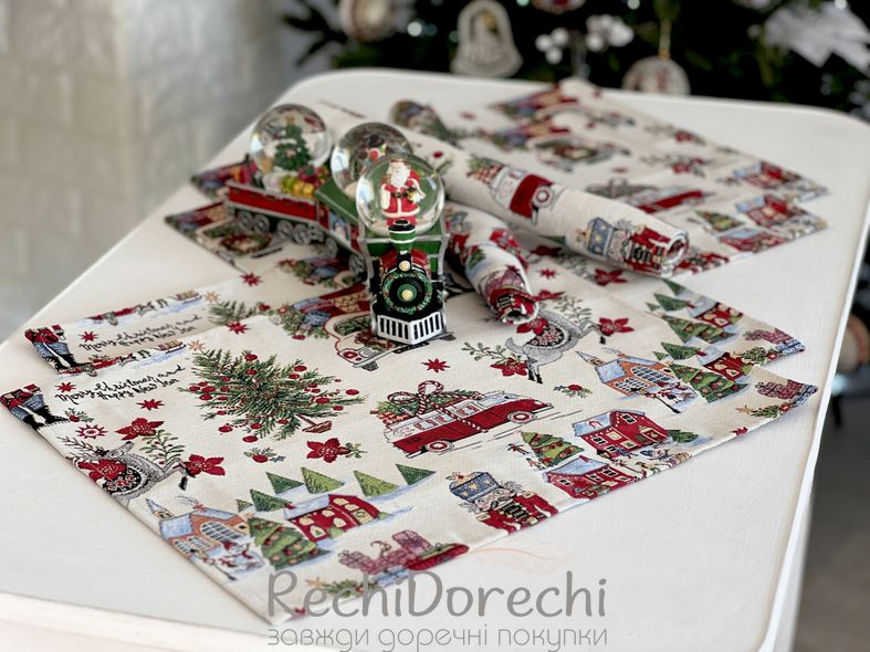 Серветка-підкладка новорічна "Казка" (срібний люрекс), 34x44