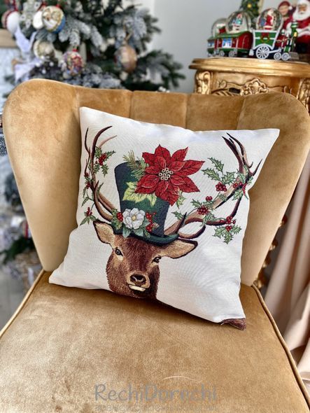 Наволочка новорічна гобеленова DEER HAT RechiDoRechi DEER HAT-NV фото