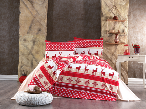 Комплект постільної білизни Kayra Flanel 200&times; см Noel Kirmizi RechiDoRechi 40122 фото