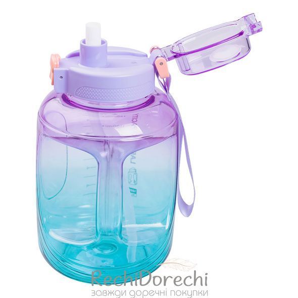 Пляшка для води 1.6 л спортивна з трубочкою з ремінцем RechiDoRechi HP-14-35 фото