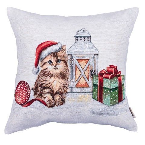 Наволочка новогодняя одностороння "Holiday kittens" (серебряный люрекс) RechiDoRechi SURI-NV фото