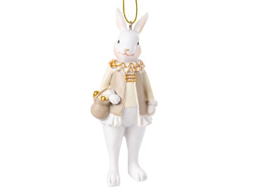 Фігурка декоративна "Кролик з кошиком" 10см