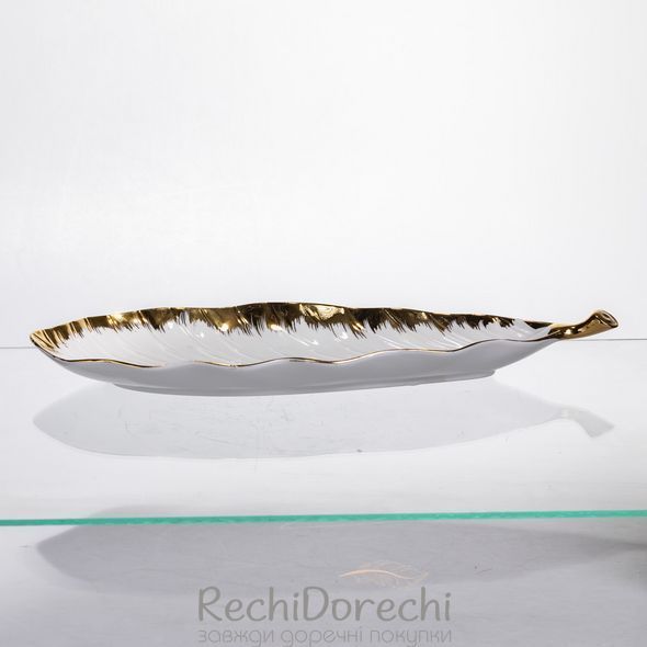 Фарфоровое блюдо для сервировки стола 37&times;13&times;2.5 (см) блюдо для подачи закусок Белый с золотом CJY-145 RechiDoRechi CJY-145 фото