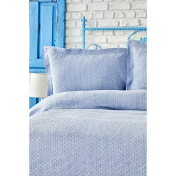 Покривало з наволочками Karaca Home - Stella a.mavi светло-голубой 230*240 евро, 230x240