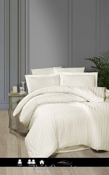 Постельное белье First Choice Cotton Satin Broad Line Cream, Полуторный 160x220